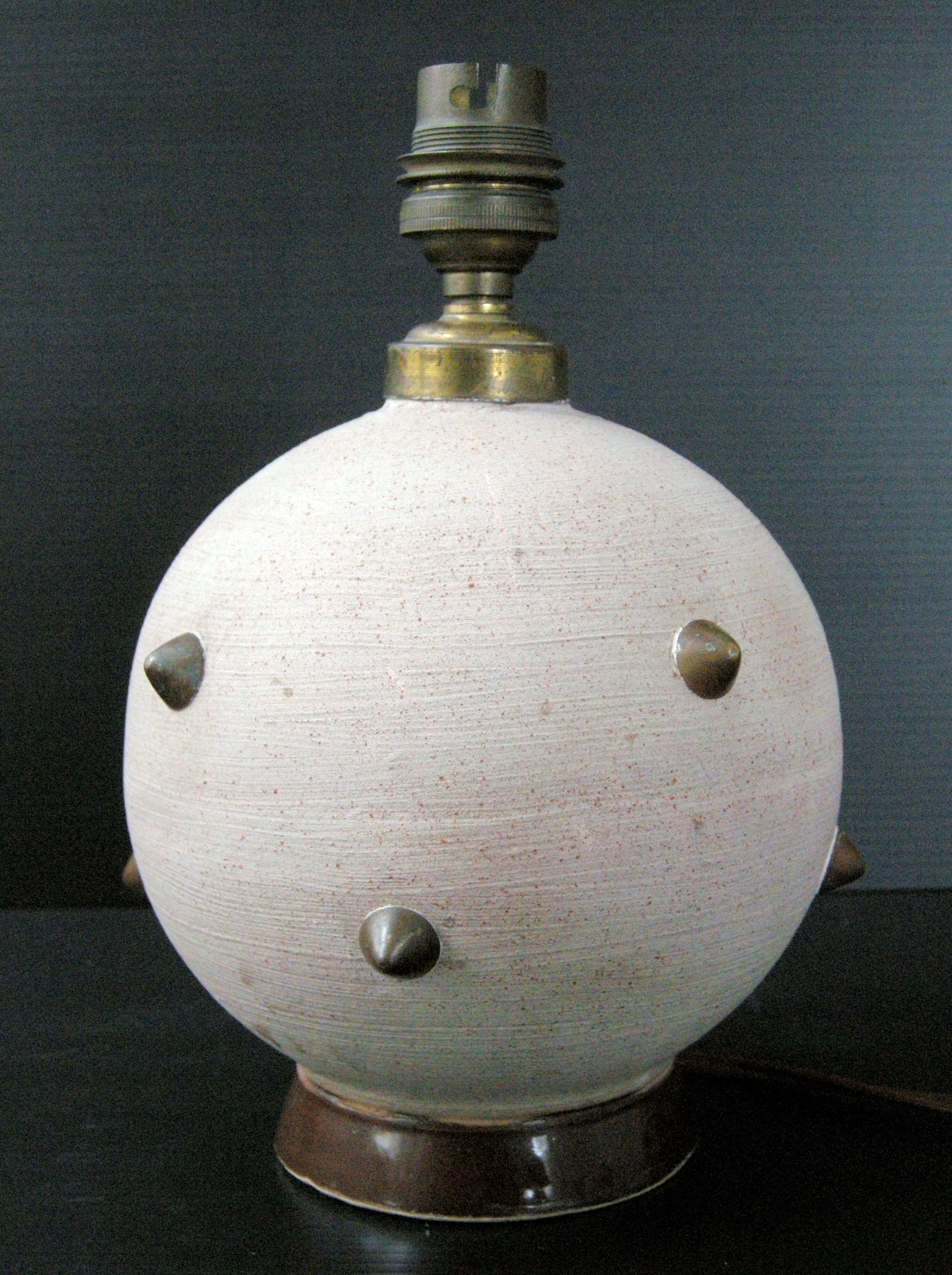 Vintage ball lamp 1950 ceramic & brass