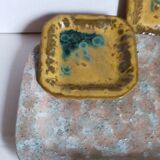 Set of three potter's plates in enamelled earth