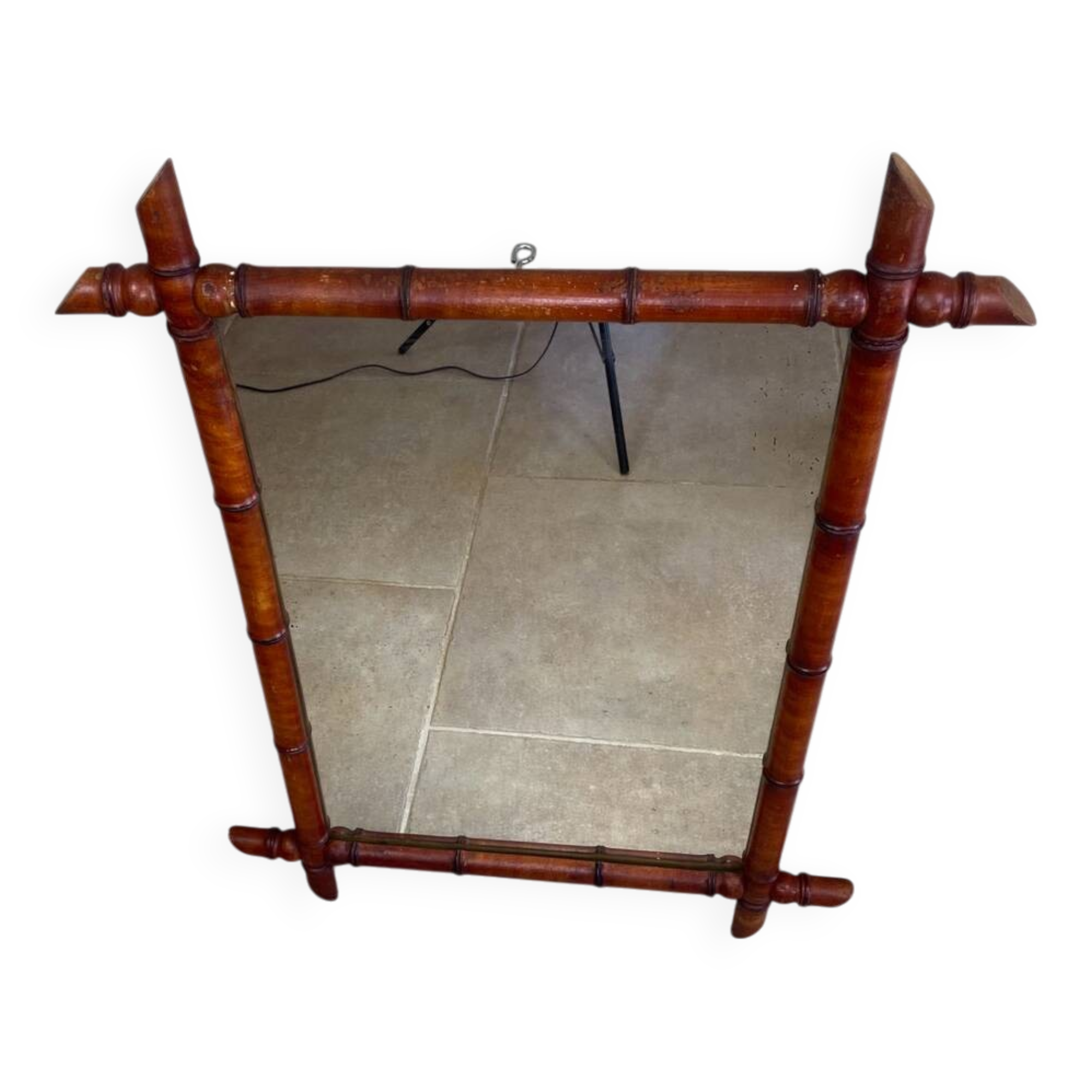 Antique turned wooden mirror