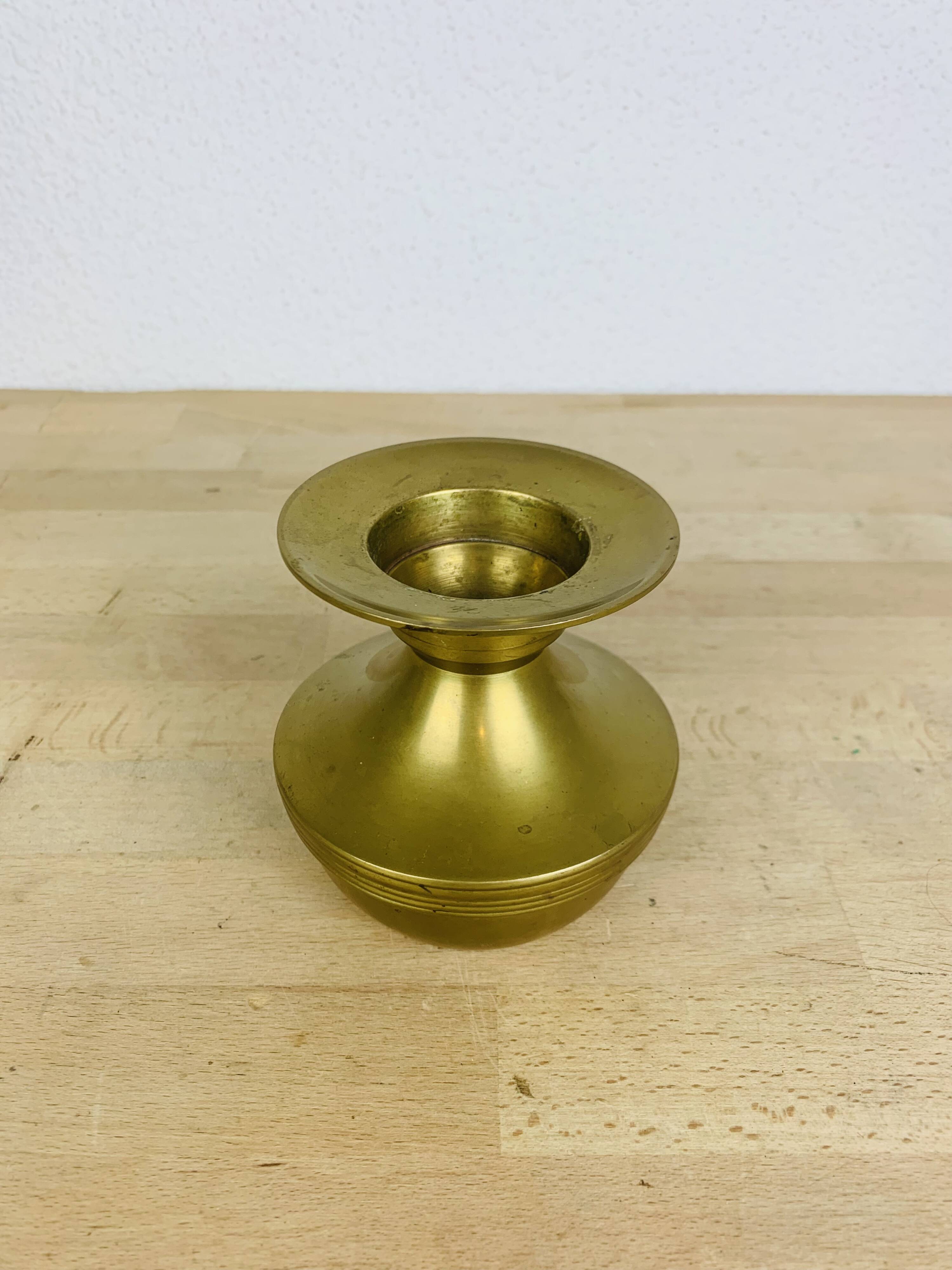 Vintage gold-plated brass candle holder