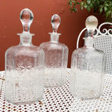 3 19th crystal carafes