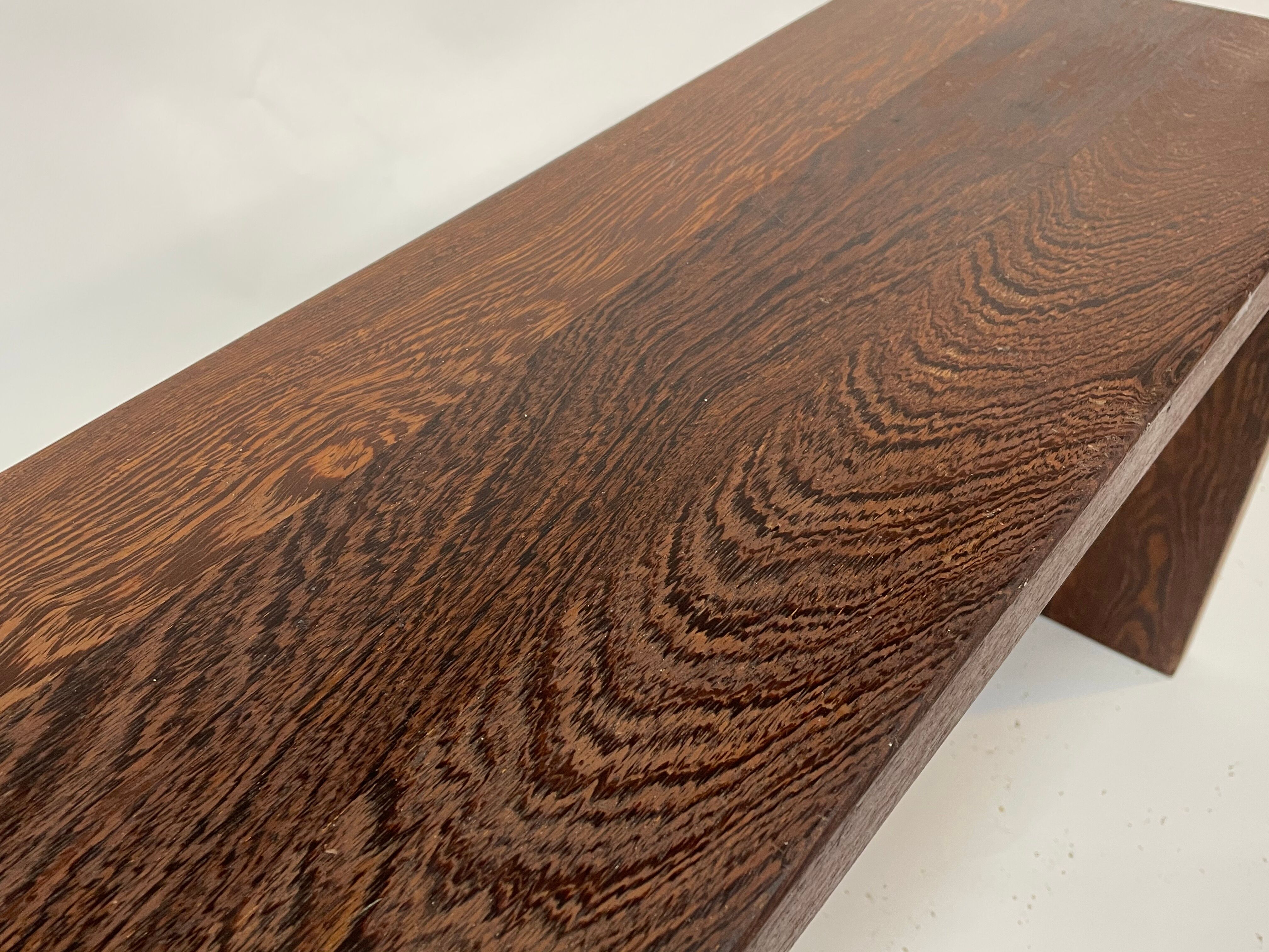 Minimalist vintage sofa design in wengé wood small solid bench