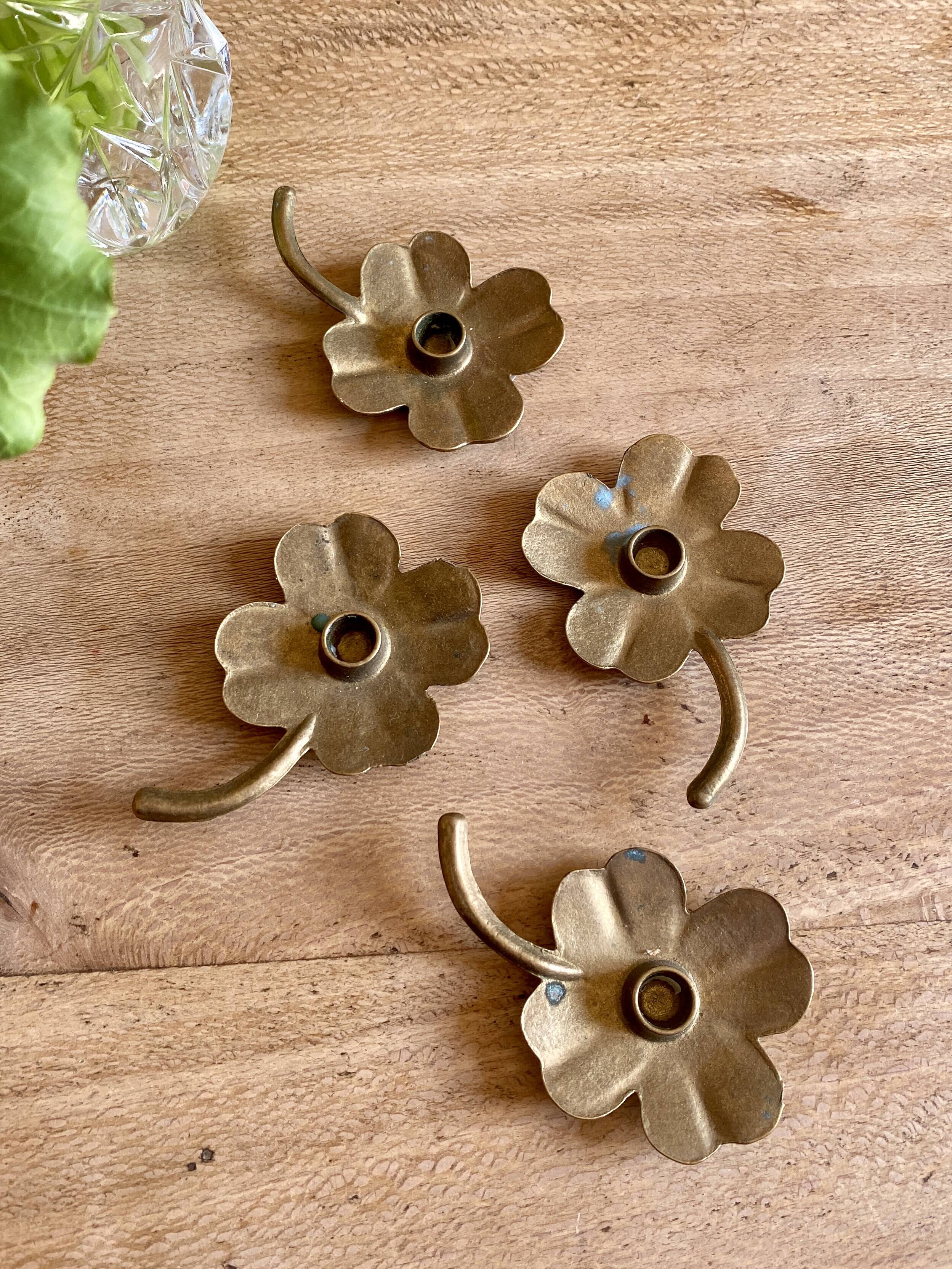 Set of 4 small vintage brass candlesticks/candle holders