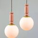 Mid-Century Italian Brass & Opaline Glass Pendant Lamps, Set of 2