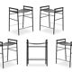 Set of 5 contemporary Artisan bar stools, black leather, black rubber.