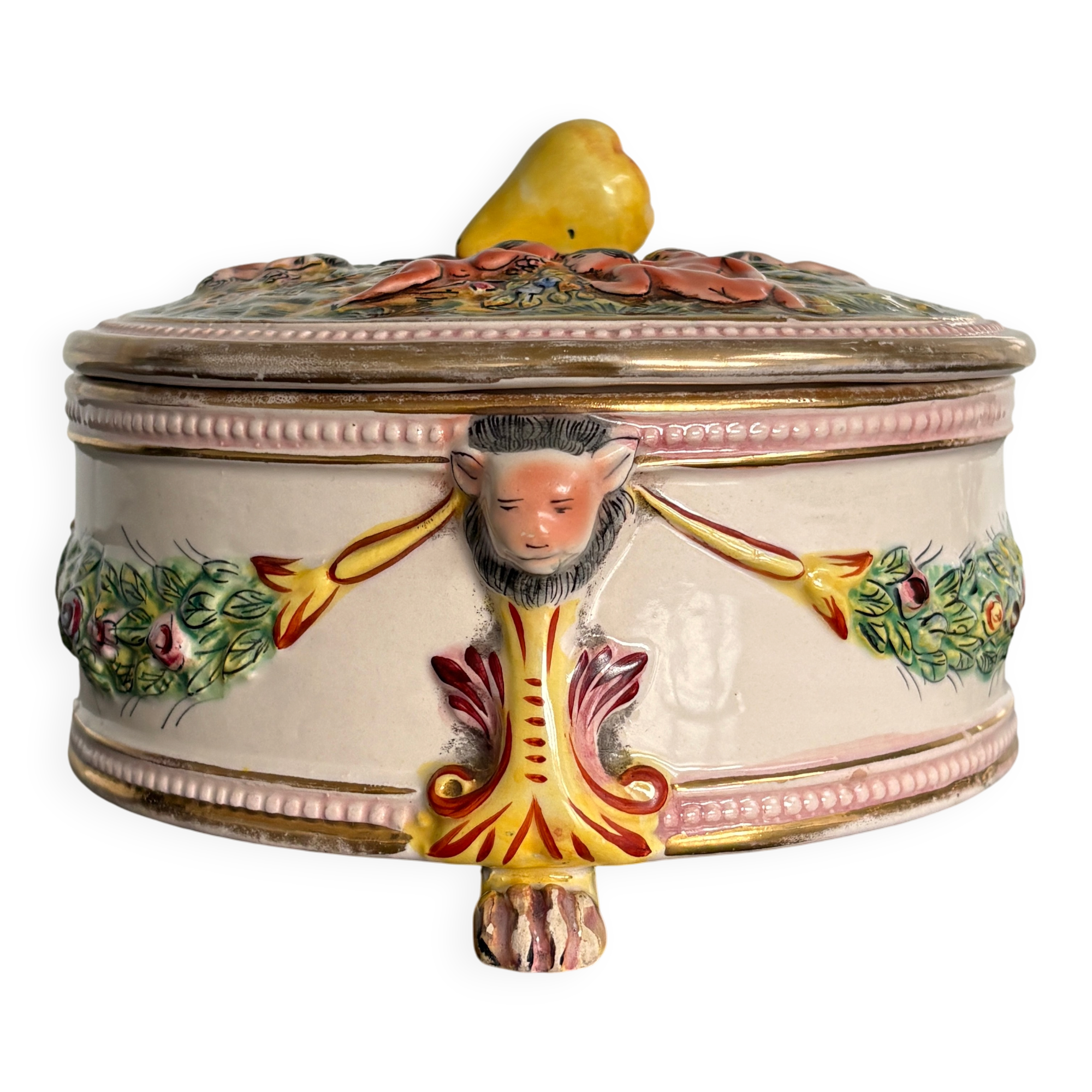 Old Italian ceramic jewellery box