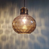 Pair of honeycomb smoked glass pendants, Glasshütte Limburg, 1970