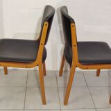 Pair of chairs 1950/60 leather and wood