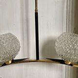 Maison Arlus Lunel pendant chandelier in brass and chiseled glass