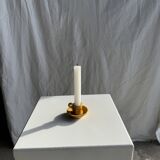 Bougeoir jaune, poterie Massucco Aubagne