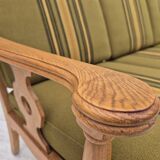 1970s, Danish 3 seater sofa, original condition, furniture wool, solid oak wood.