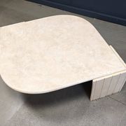 Vintage travertine coffee table by Roche Bobois, 1970s