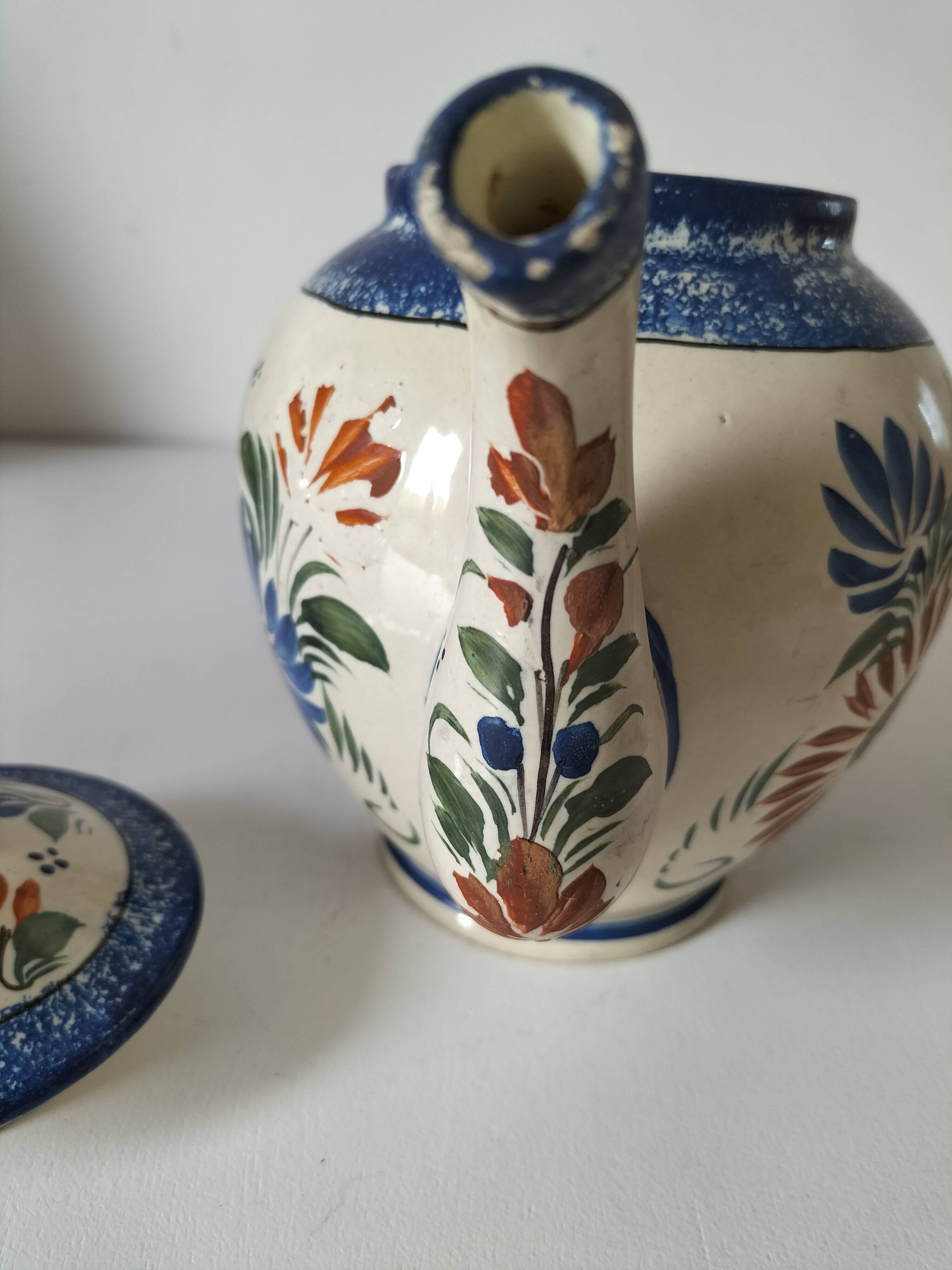Henriot Quimper teapot – floral relief decoration