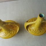 Pair of ancient vases/soliflores, in ceramics from Sarreguemines, 3756