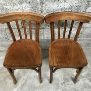 Pair of bistro chairs troquet Parisien in curved wood 1950