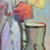 Swedish Mid-Century Oil On Canvas Painting" Still Life " --Vintage & Framed