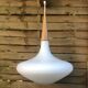 Suspension wood and opaline glass Louis Kalff Phillips 60s