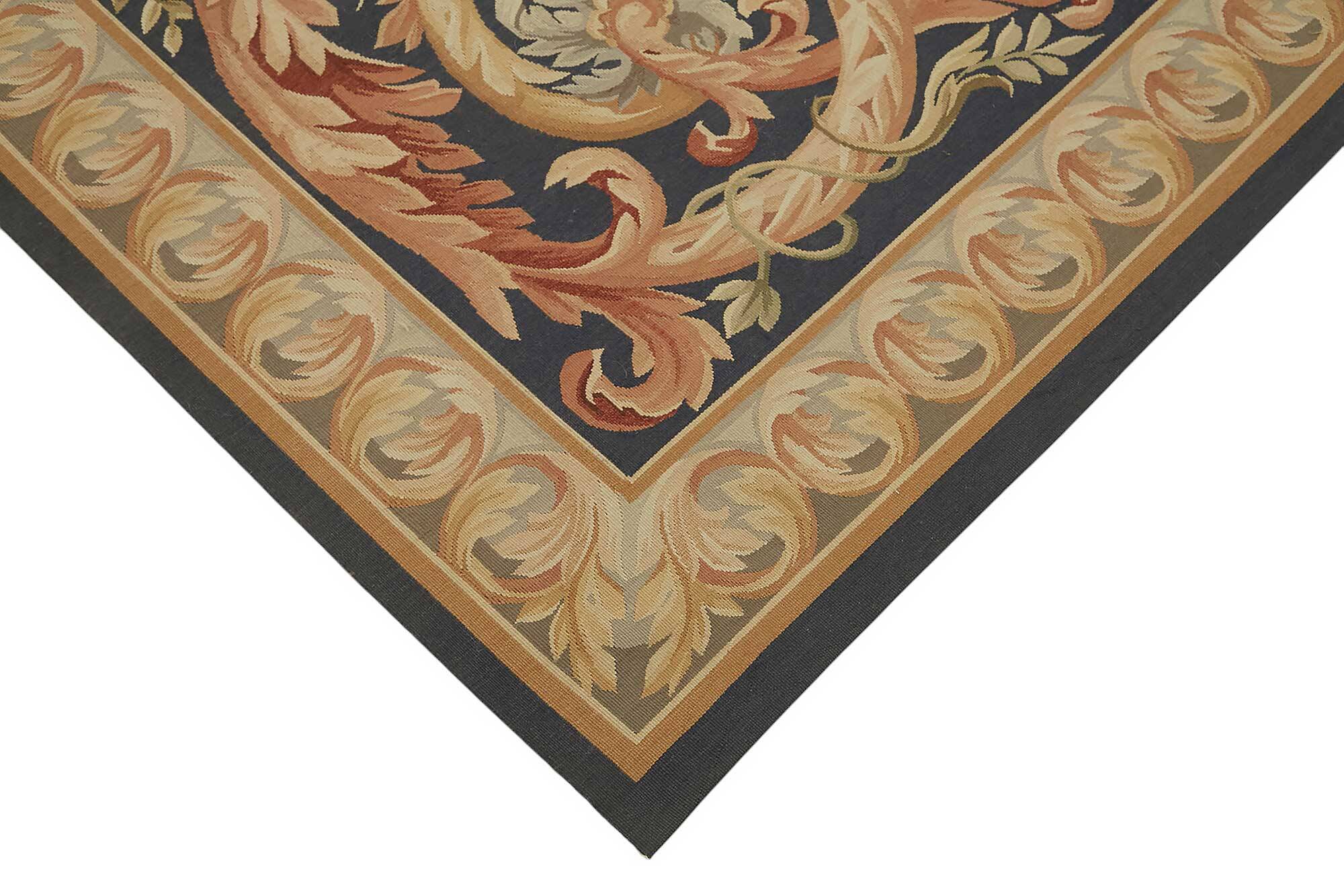 Handmade European Vintage Aubusson Kilim 272 cm x 368 cm