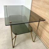 1975 glass coffee table with 2 tops, good condition