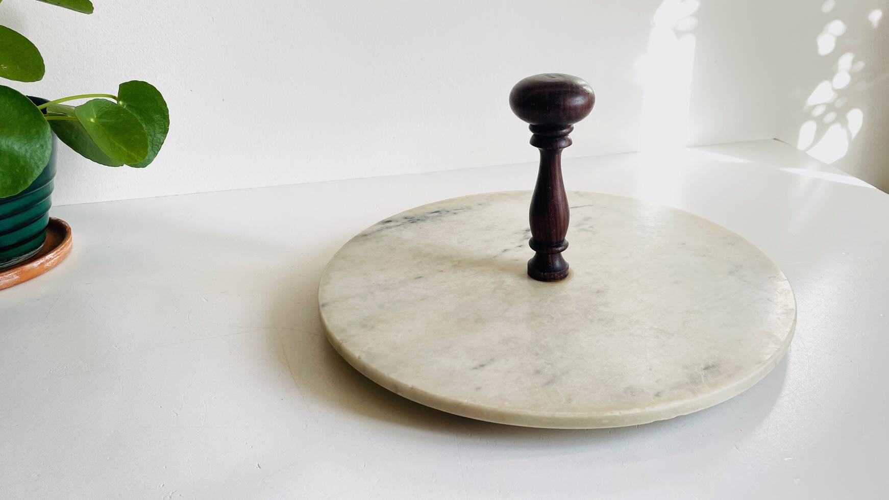 Plateau à fromage marbre et bois vintage