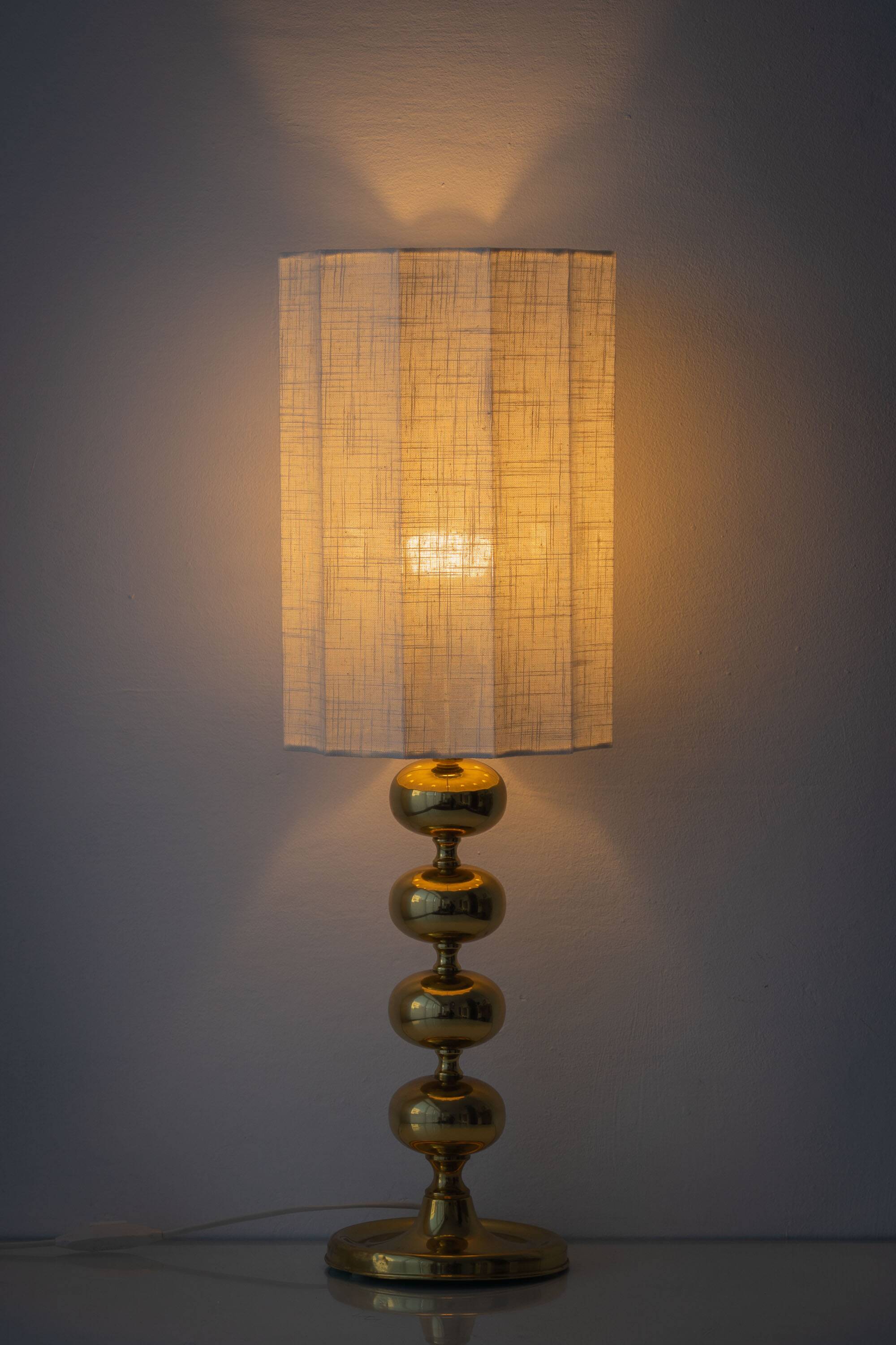 Pair of Swedish Mid-Century Brass Bobbin Table Lamps by Aneta, circa 1960
