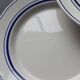 4 vintage bistro style flat plates in blue and white porcelain