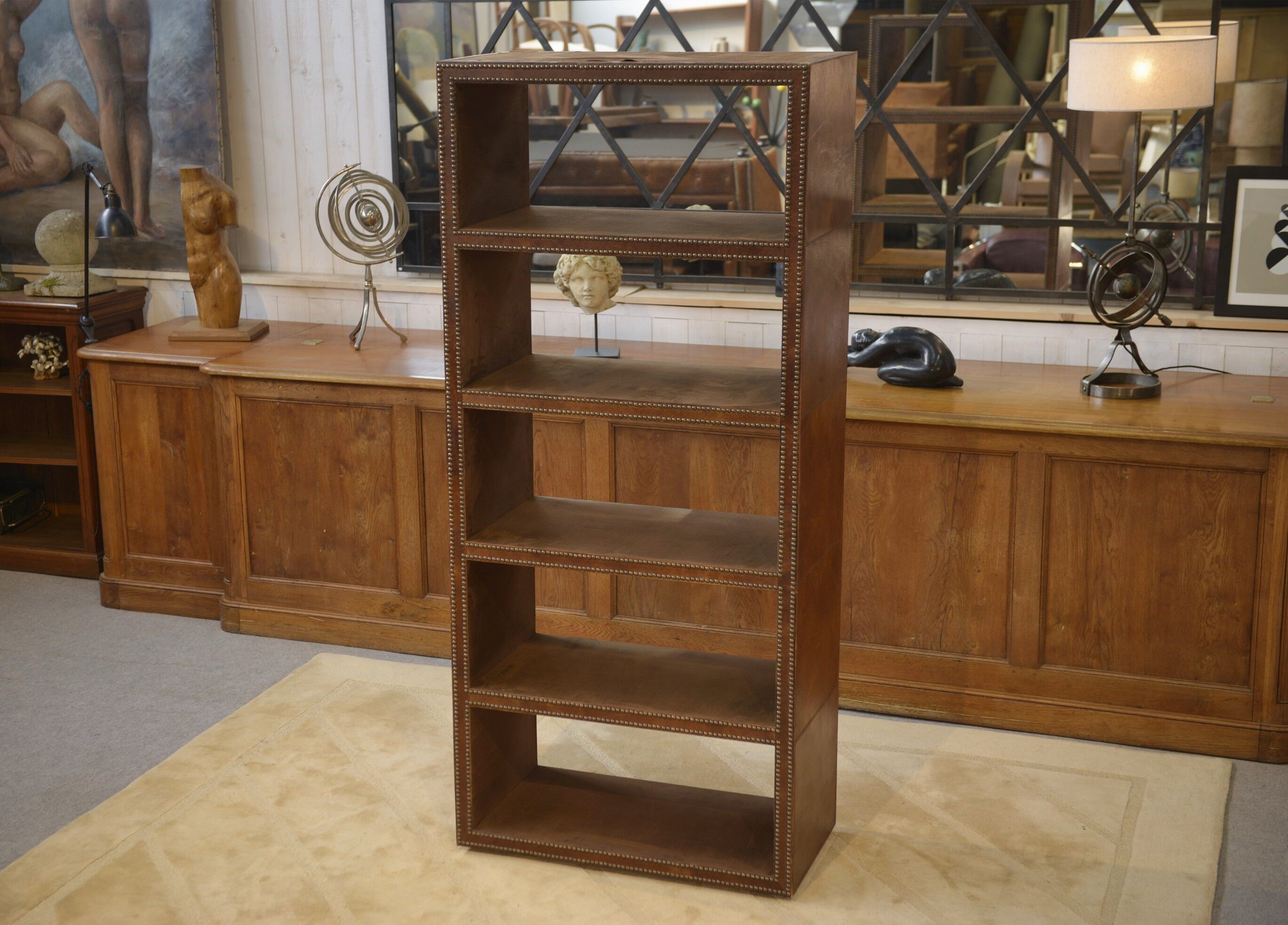 Studded faux leather shelf