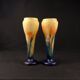 Pair of Art Deco vases in multi-layered glass with an abstract, colorful marbled effect
