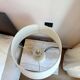 Abelia table lamp, white marble effect base, fabric shade.