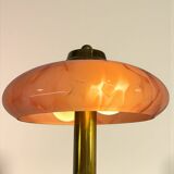 Art Deco mushroom table lamp, pink Clichy glass
