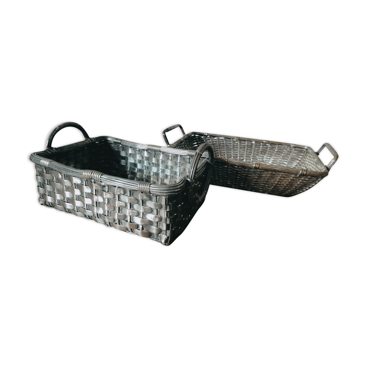 Duo de paniers en métal tressé