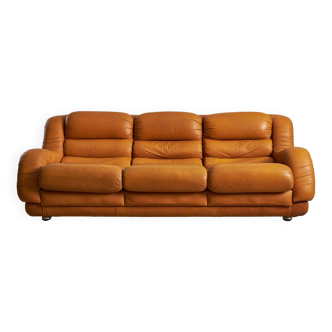 Light Warm Brown Leather Sofa Set