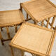 Nest of bamboo and rattan tables, set of 3.