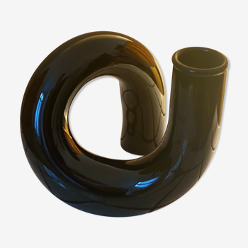 Minimalist vase in black glass