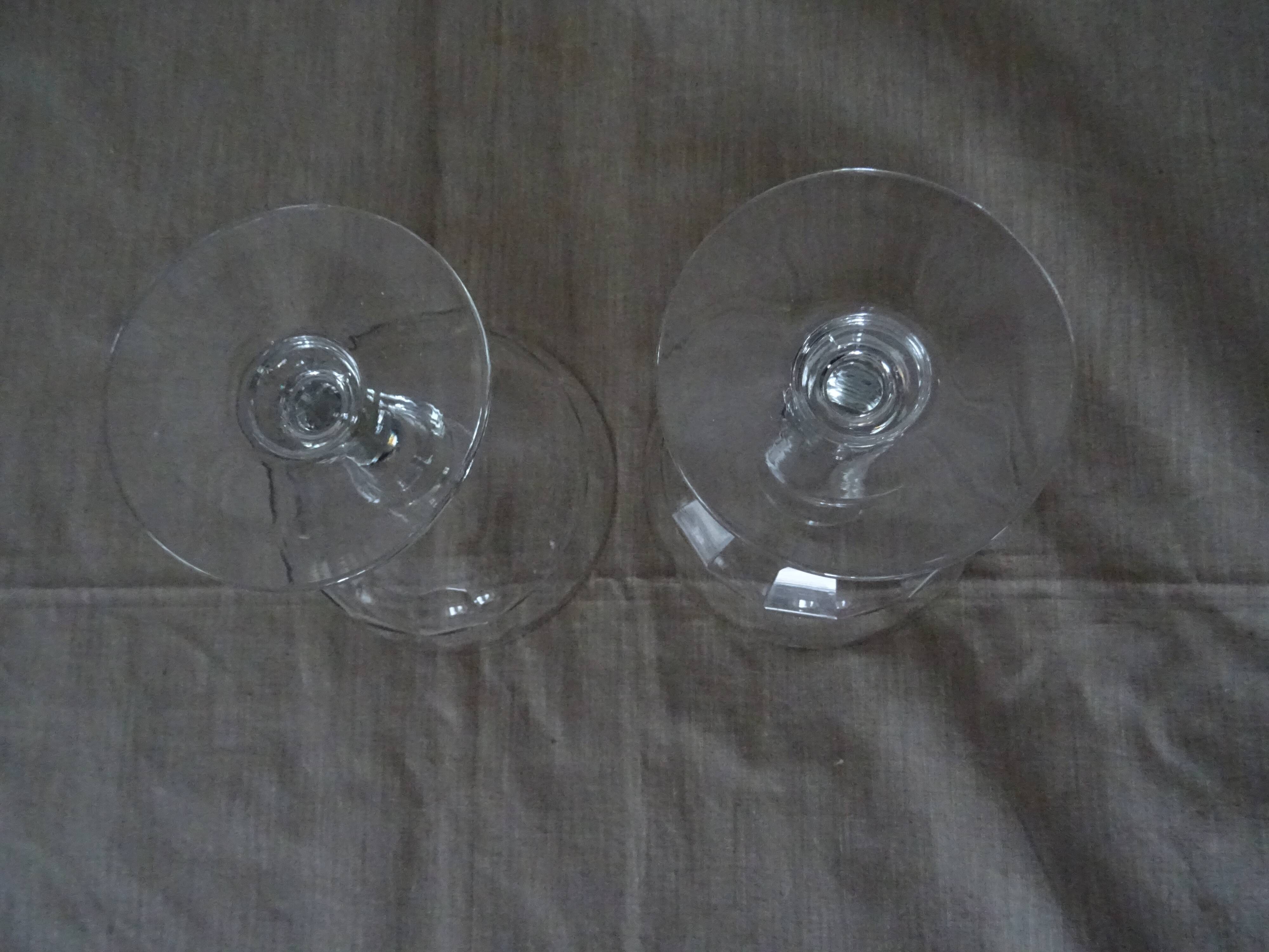 Pair of old champagne glasses crystal faceted louis Philippe
