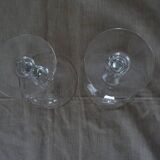 Pair of old champagne glasses crystal faceted louis Philippe