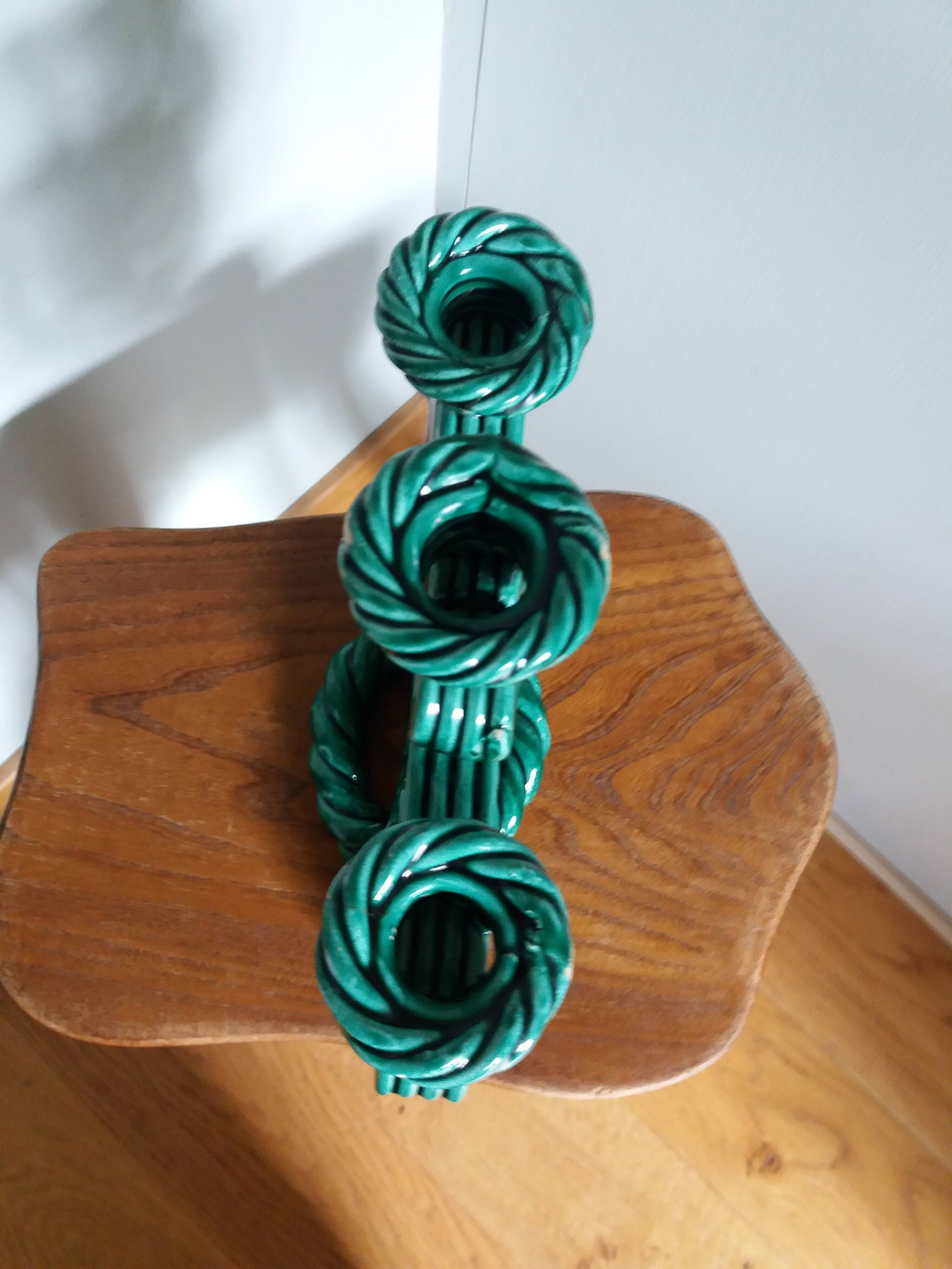 Vallauris Art Deco barbotine candlestick