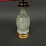 Lampe Napoléon III en céladon vert sur une base en laiton