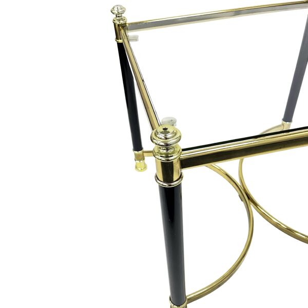 Table d'appoint Hollywood Regency, laiton et verre, années 1970, style Maison Jansen