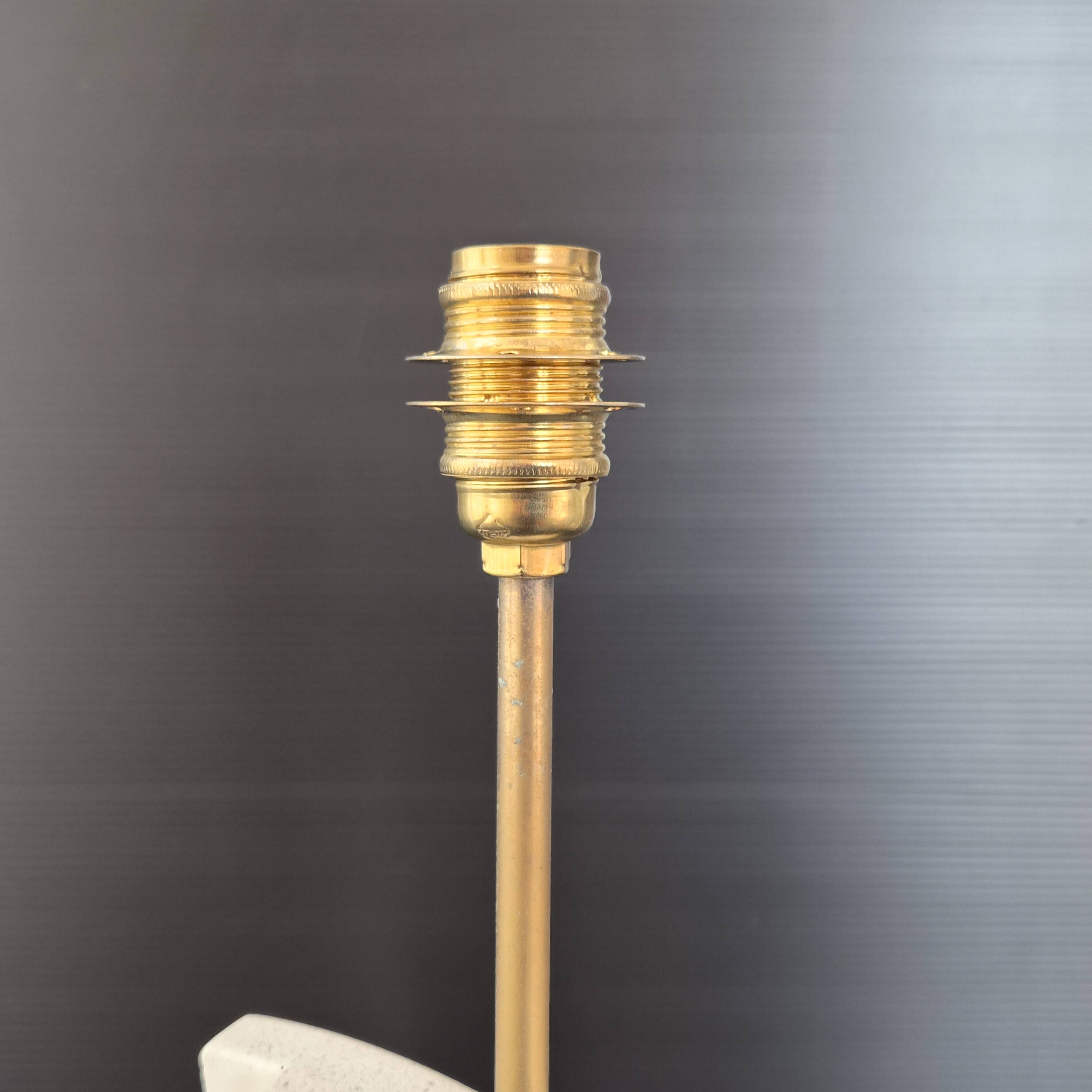 Vintage 1970s stone & brass lamp