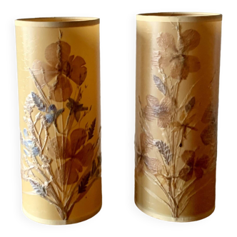 Pair of vintage dried flower lamps