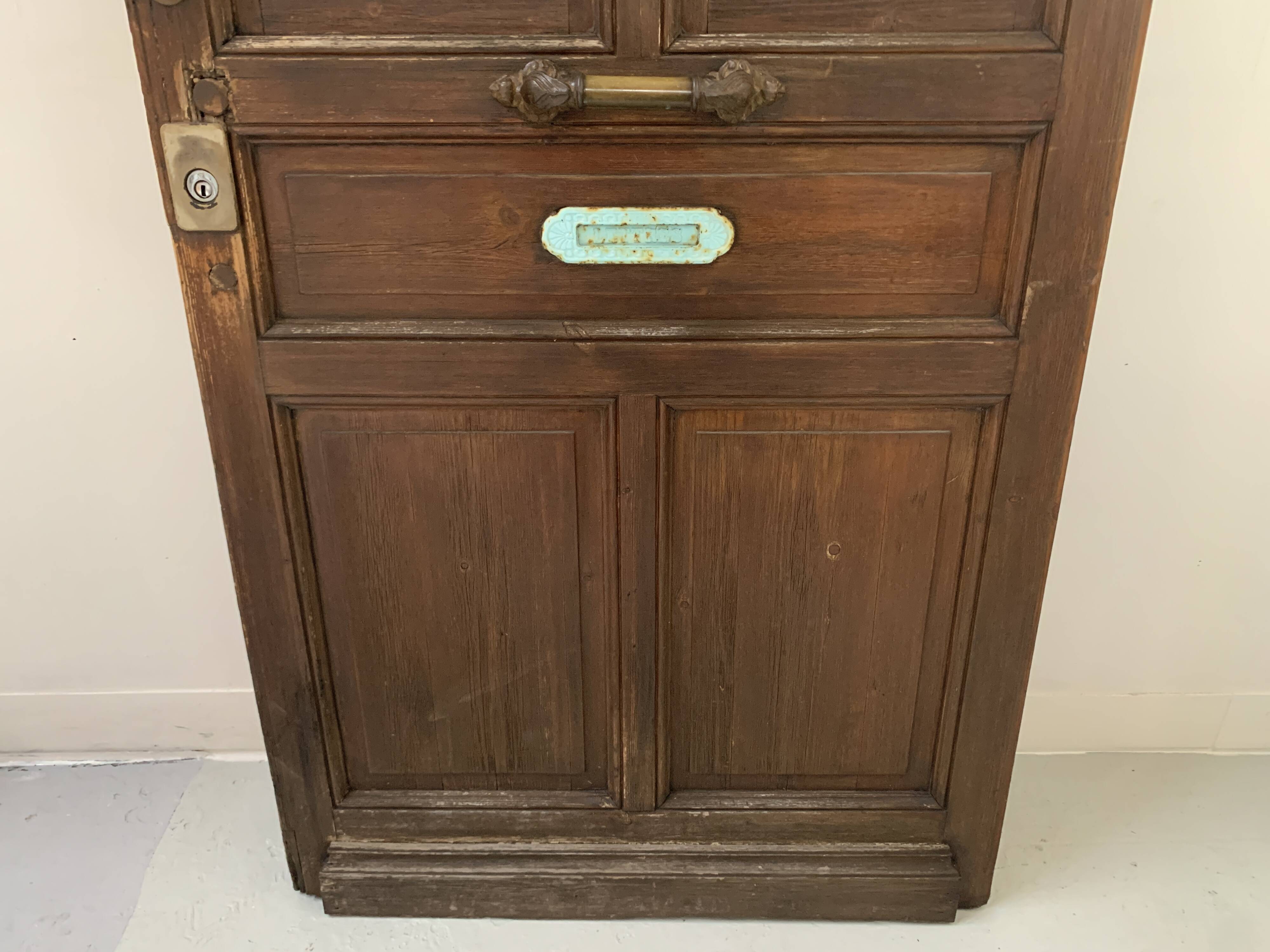 Art Deco style entrance door in solid wood, 20th century