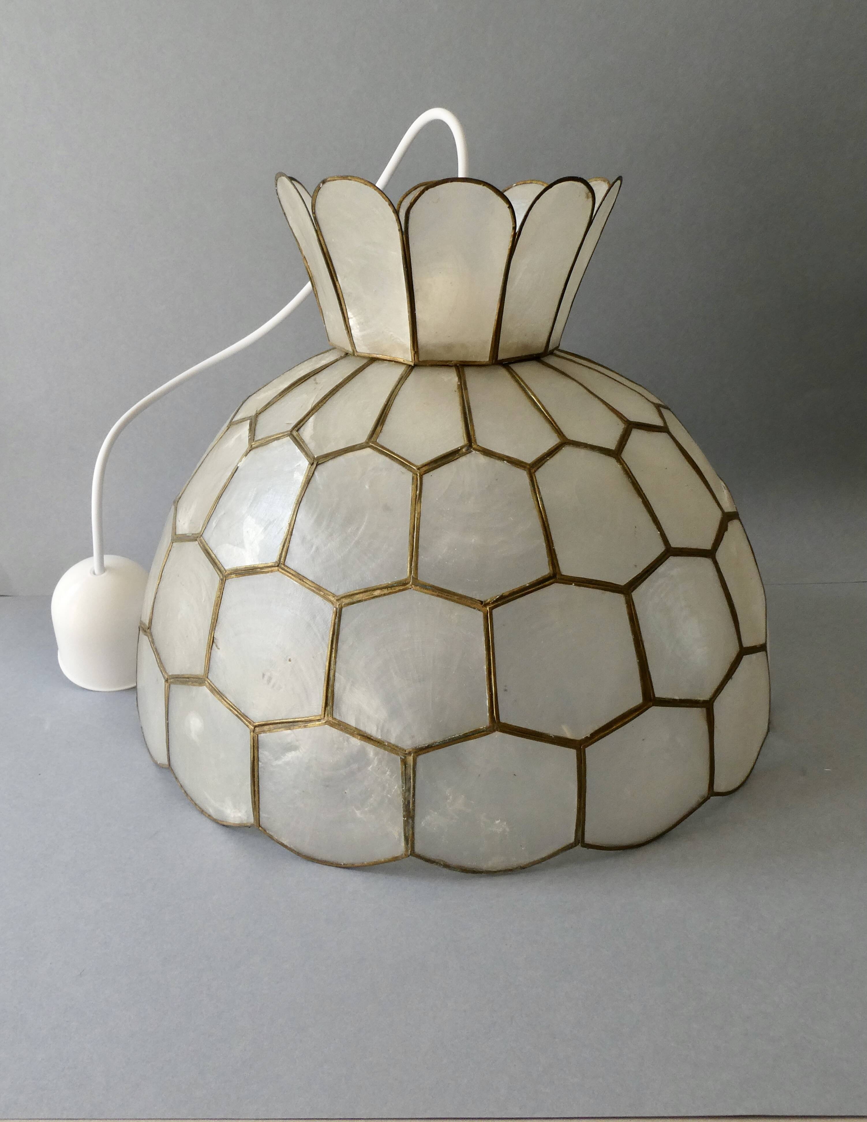 Mother-of-pearl mosaic pendant light, 1970s