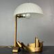 Artisanal hand made brutalist art deco style wrought iron desk lamp, 1980s