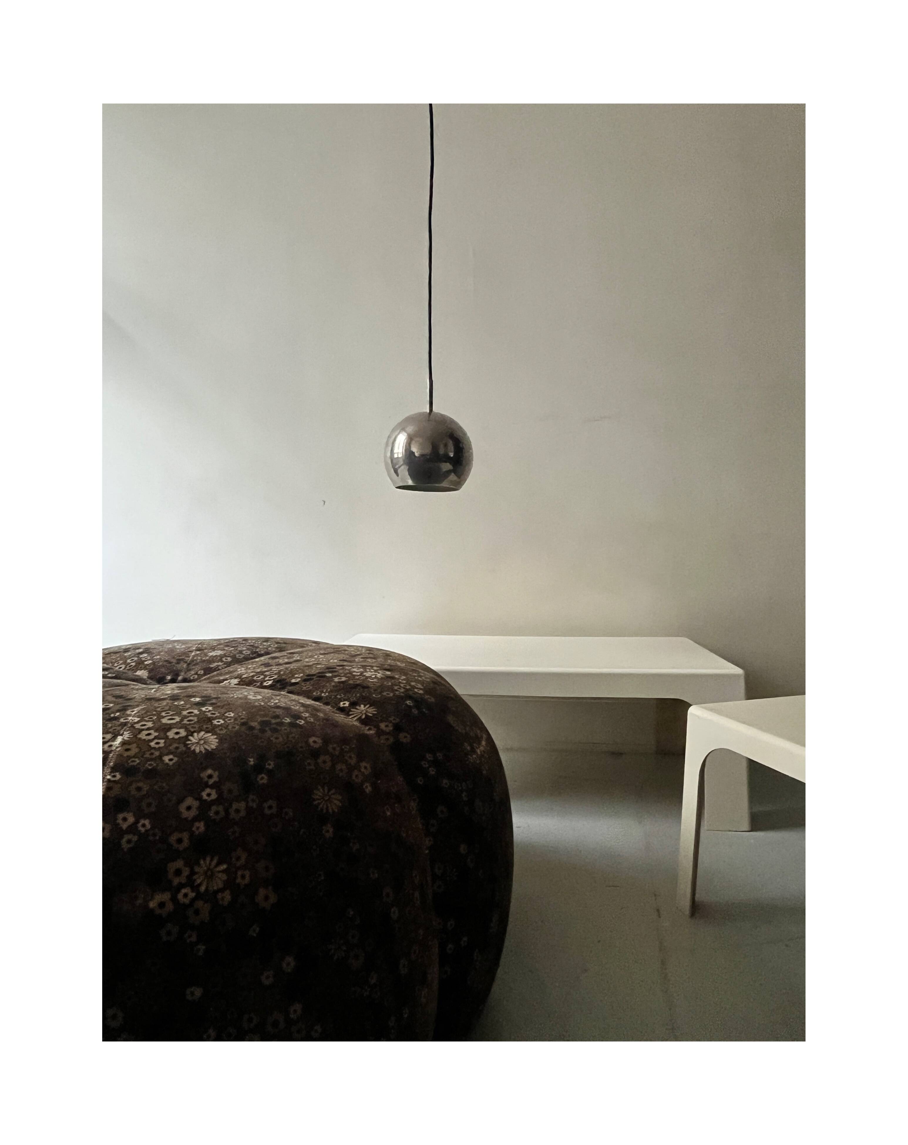 chrome eyeball space age pendant light, design 1970