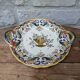 Old decorative plate with handles Old Rouen handmade