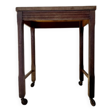 Vintage wooden wheeled side table/console