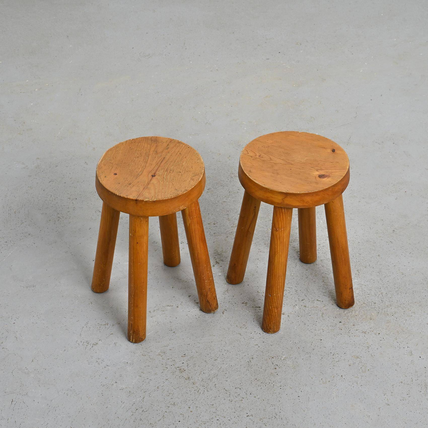 Pair of stools by Charlotte Perriand, Les Arcs, circa 1965