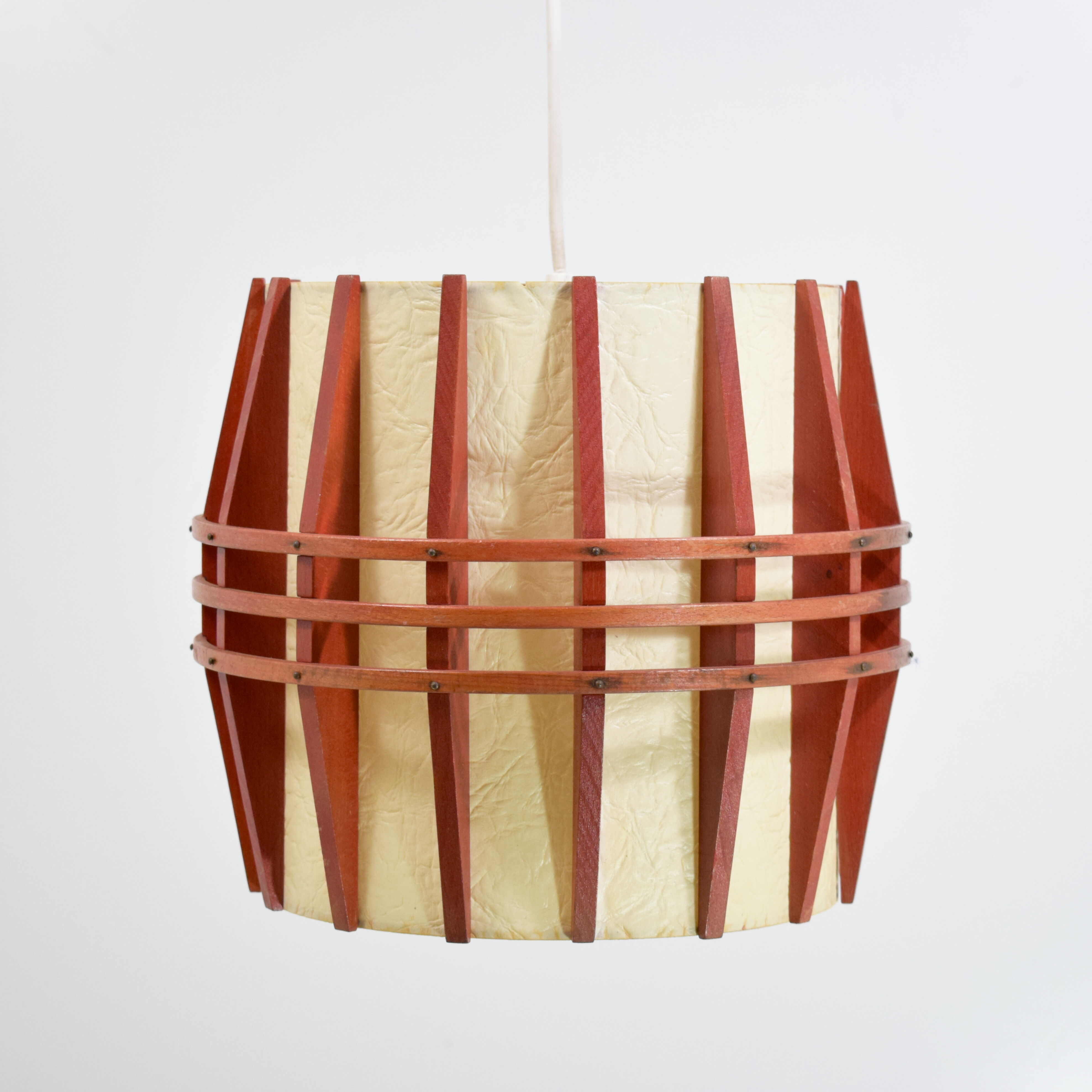 Rhodoid and wood suspension, vintage cocoon, 1960