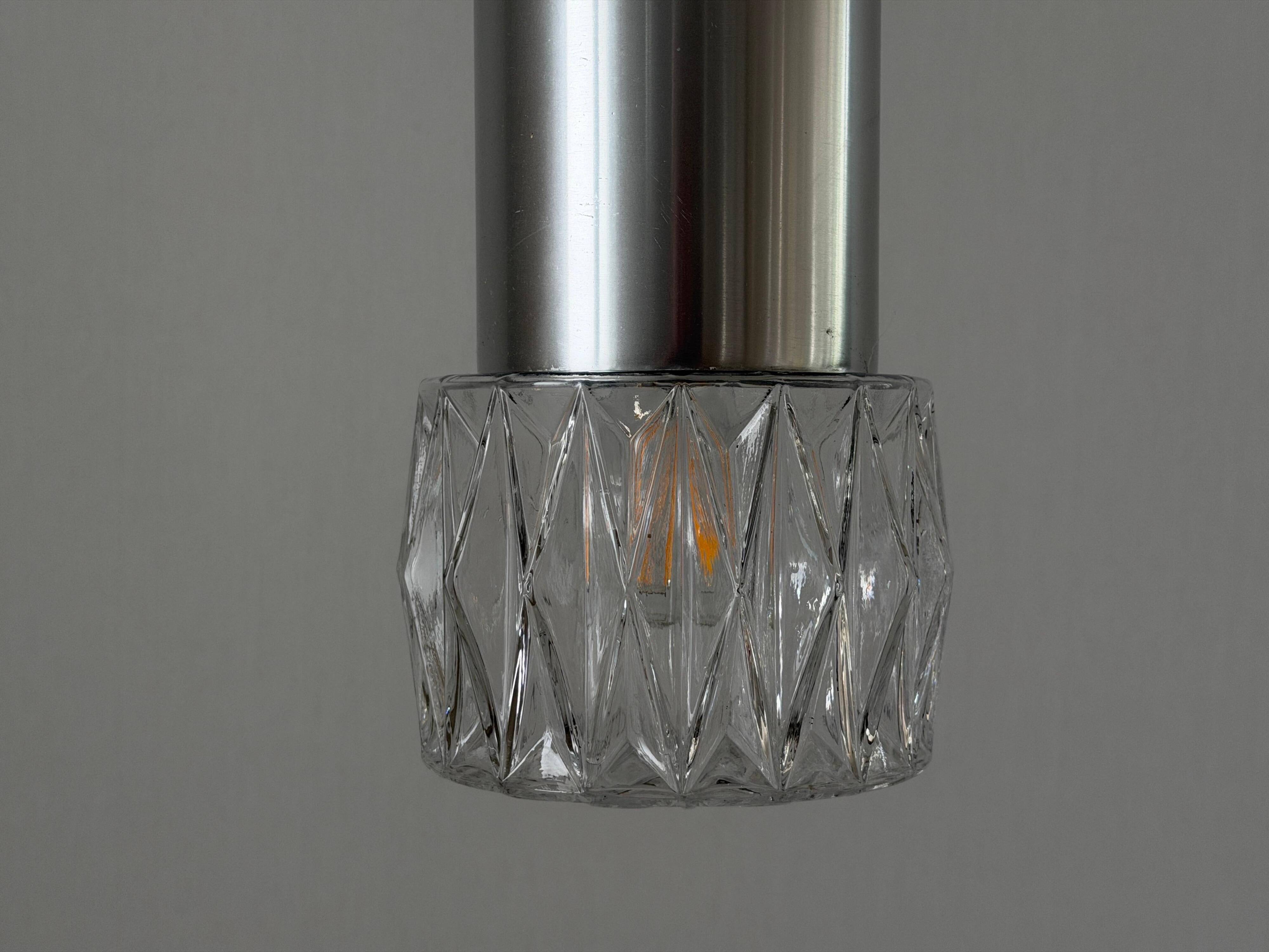 Glass ceiling light with a metal frame, 1960s, Germany